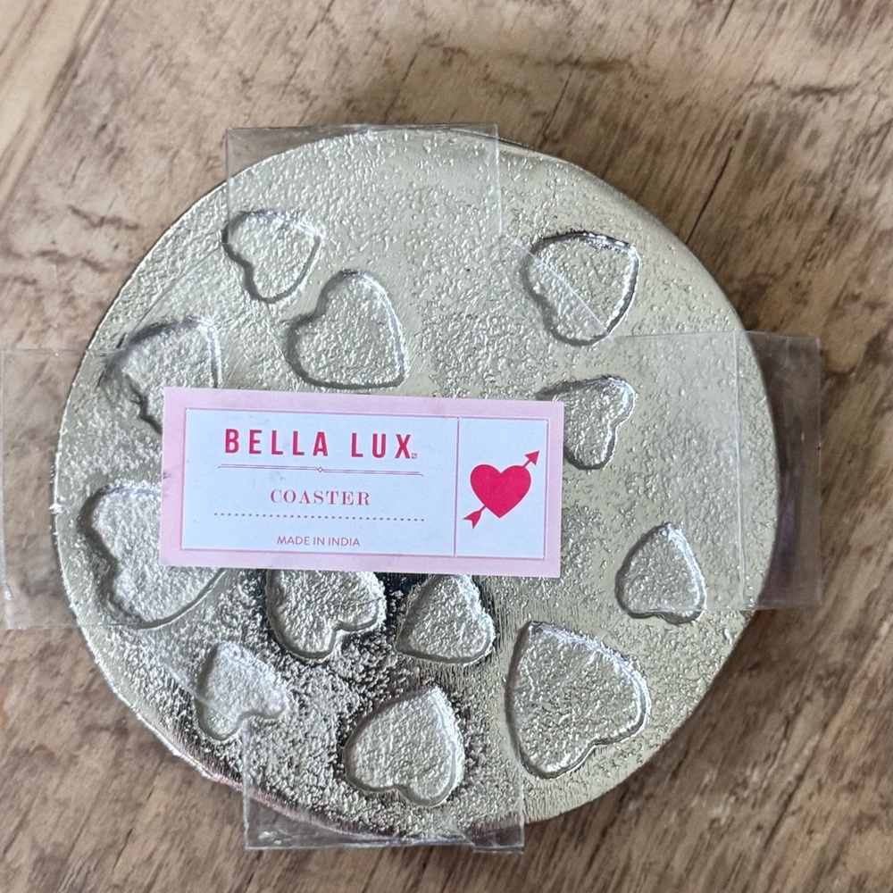 Bella Lux Set of 4 Heart Imprint Coasters